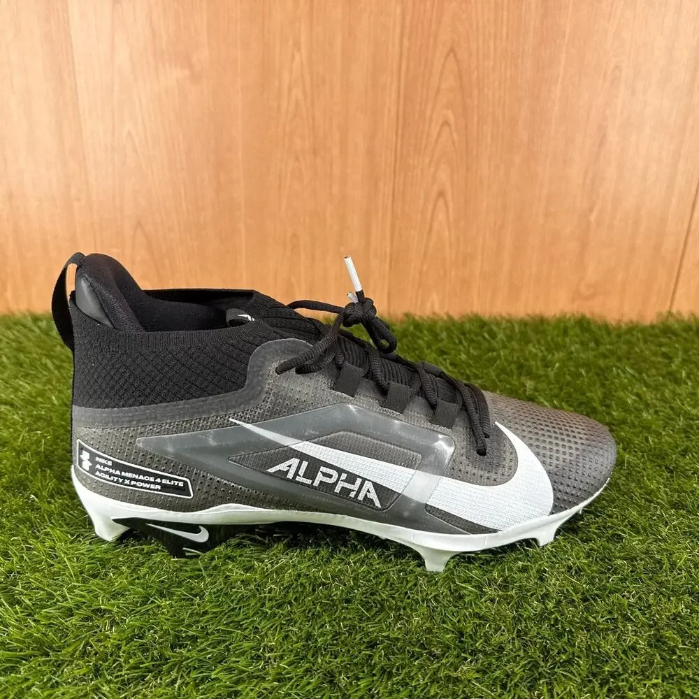 Nike Alpha Menace 4 Elite Black White Football Cleats IB2501-002 Men's Size 12.5